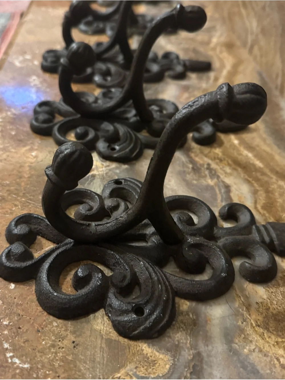 Decorative Black Cast Iron Wall Hook - Vintage Scroll Design
